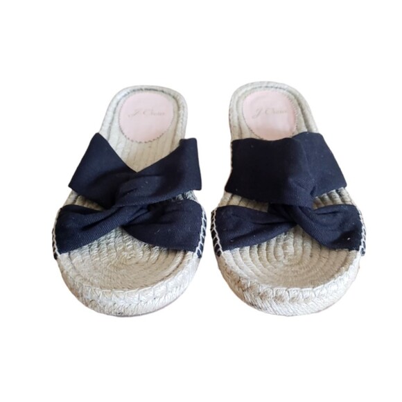 J. CREW Twisted Knot Black Canvas Espadrille Sandals Size 8 - Picture 4 of 12